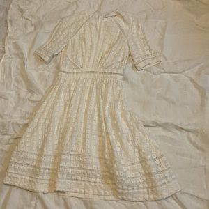 Zimmermann white silk and cotton embroidered midi dress size 2
